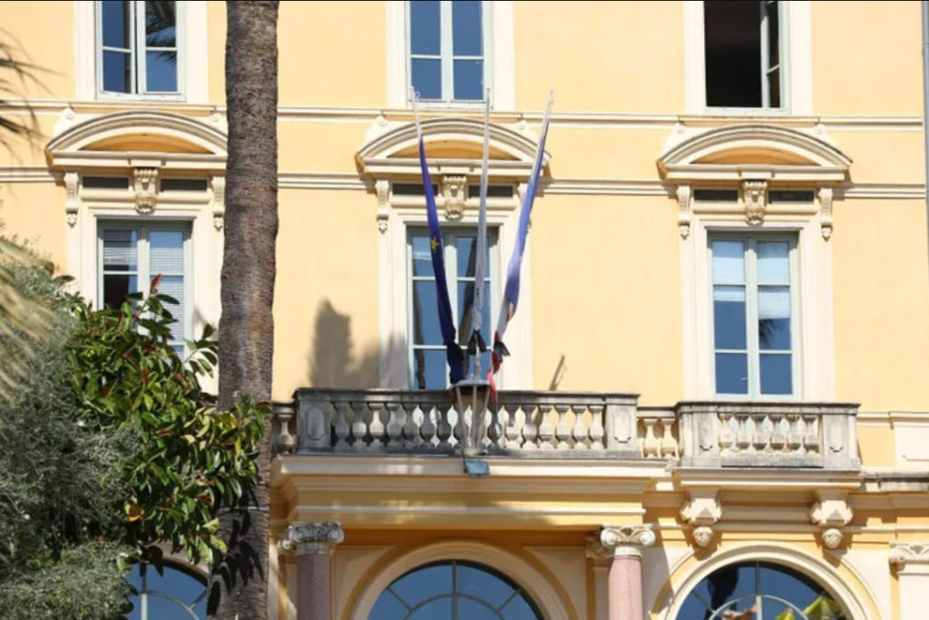 French flag at half-mast in Corsica in March 2022