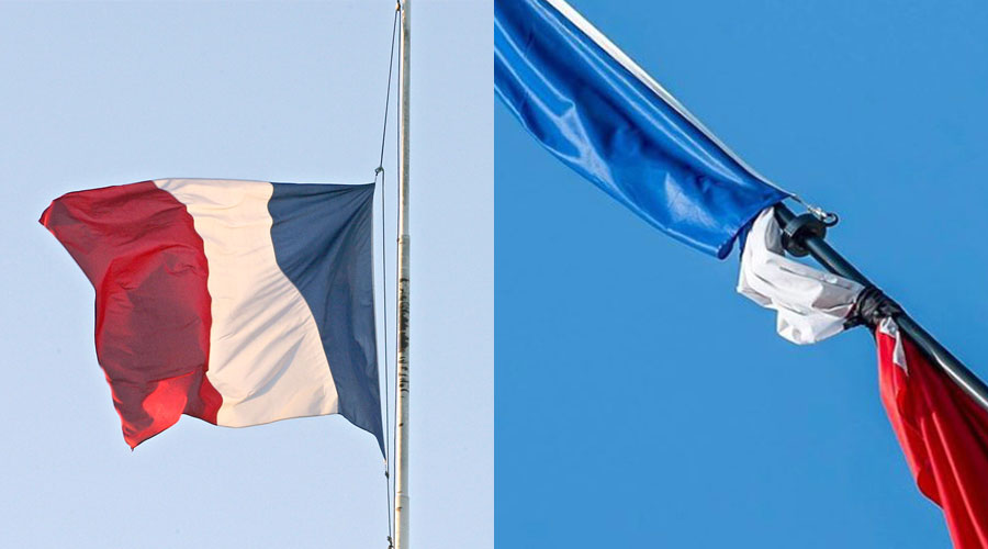 2 possibility to fly the French flag at half mast.