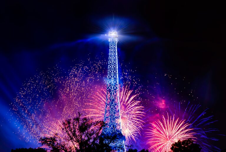 Firework on Tour Eiffel for the Bastille Day
