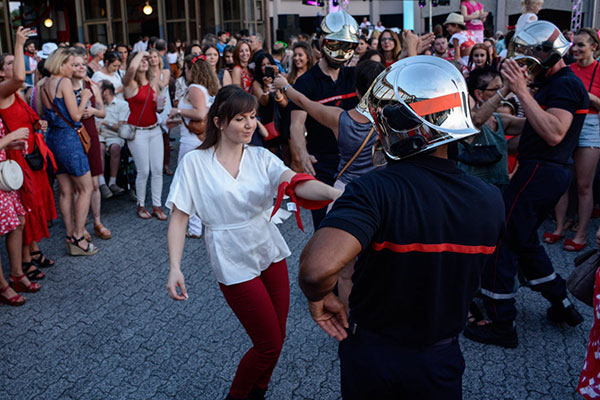French firemen ball to celebrate the French Bastille Day