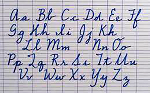 Typical French handwriting